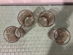 Libbey Amber/Brown Flower Power 70’s Prairie Glasses/Tumblers Set Of 4- Vtg