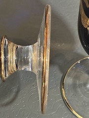 VTG Horchow Italian Cobalt Blue Crystal 4 Wine Water Goblets 6.25″ 24K Gold Trim