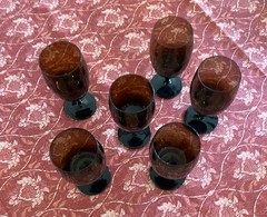 Gorham Reizart Accent Brown Goblets Vintage Stem Glasses—No Chips/Cracks ~6 oz