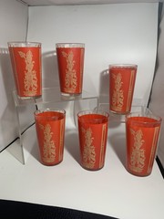 Thai Goddess Lakshmi Set Of 6 Vintage Drinking Glasses Mid Century Modern