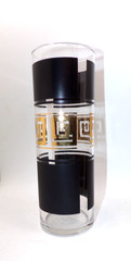 Mid-Century Modern 22 Karat Gold Greek Key Highball Glass 7″Tall Culver? Libbey?