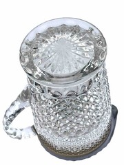 1940’s Anchor Hocking Wexford Press Glass pitcher Pewter/Silver Trimmed edging