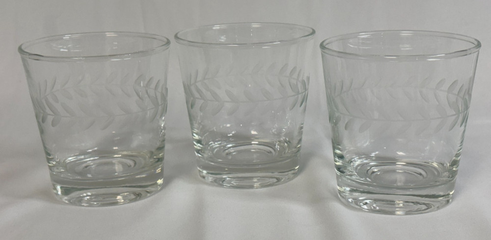 Anchor Hocking Laurel Gray Cut 6 oz Juice Glasses Set of 3 Replacments