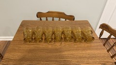 Anchor Hocking Georgian Amber 12 oz Tumblers 5″ Tall Set of 7 Honeycomb VTG