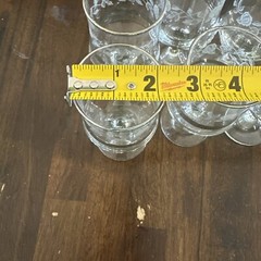Vintage Set of Six (6) Etched Rose Sherry Cordial Glasses Silver-Trimmed Rimmed