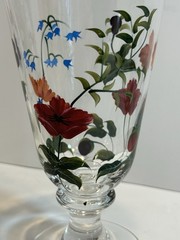 Vintage Oneida Crimson Bloom Hand Painted Hand Blown Floral Ice Tea Glass Set 4