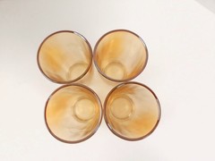 MCM Set Of Four Jeannette Marigold Carnival Glass 3.5 Inch Tumblers