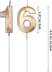 Champagne Gold 16Th & 61St Birthday Candles for Cakes, Number 16 61 Candle Cake