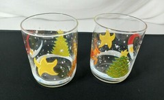 Lot of 3 Libbey Reindeer Games Santa 4 1/4″ Double Old Fashioned Tumblers