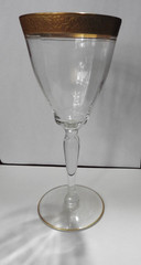 Vintage Tiffin Franciscan Minton Optic Gold 7″ Encrusted Glass 8″ Vase &5″ Glass
