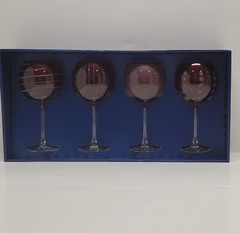 New, Distressed box, Mikasa Cheers Ruby Balloon Wine Goblets, Set of 4, 24.5 oz
