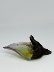 Daum Pate de Verre Art Crystal Tray Butterfly Bowl- Made In France -SIGNED