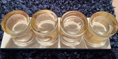Vintage 4 Piece Currier and Ives Four Seasons Old Fashioned Whiskey Glass Set