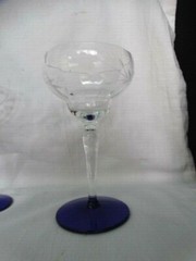 Weston Crystal Gray Cut Flower Clear Liquor Cocktail w/ Cobalt Blue Foot WGL45