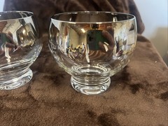 Lot Of 3 Silver Fade Wide Band Double Old Fashion Glasses Footed