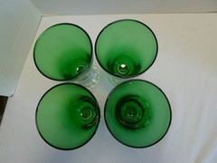 Anchor Hocking Forest Green Bubble Water Glass Goblets 6-5/8″ set of 4
