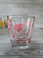 Vintage Hazel Atlas Sour Cream Glass Pink Vine Gooseberry Ivy Jar Half Pint Nice