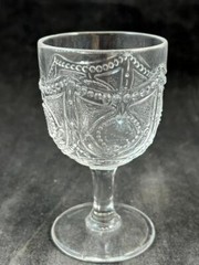 Heisey Locket on Chain Clear Small Wine Glass 3.5 Inch Height