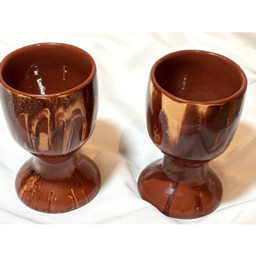 VTG Clays In Calico Pottery 2 Wine Goblets Communion renaissance Fairy Medieval