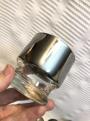 Clear Glass/Large Silver Band-Small-3 In./Footed/Stackable Tumbler Set (Qty. 6)