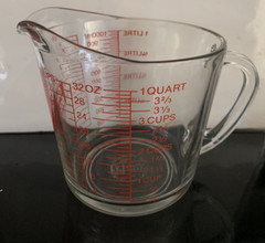 Vintage 4 Cup 1 Qt Anchor Hocking Glass Red Measuring Cup Oven Basics No. 499