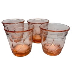 Set Of 4 Noritake Sweet Swirl Pink Double Old Fashioned Glasses Whiskey Rocks