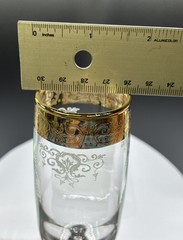 Set Of 4 Cellini Italian Crystal Champagne Flutes 24K Gold Trim Hand Decorated