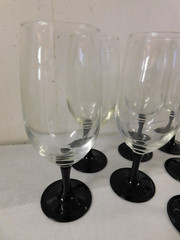 Luminarc France Black Stemmed Water Goblets Set of 8