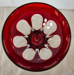 Crystal Legends Godinger Wine Glasses Red & Green Goblets Cut to Clear 8 1/4”