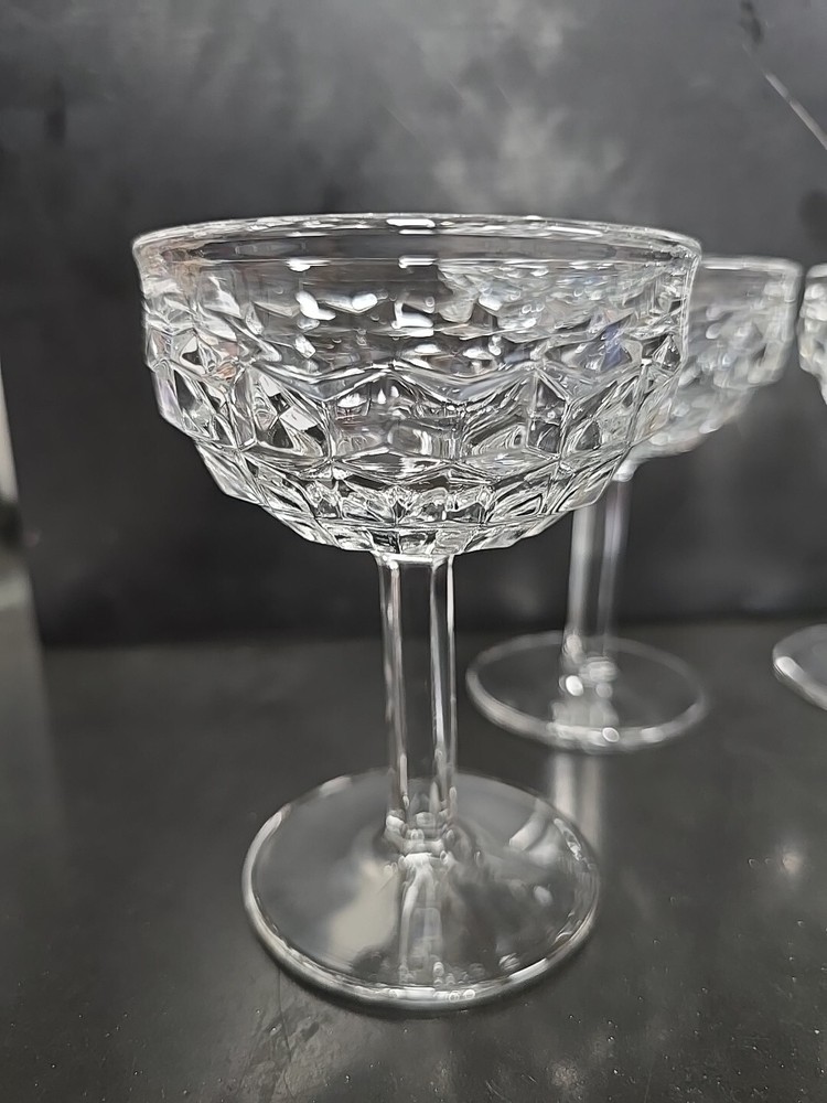 Lot Of 4 Fostoria American Champagne Tall Sherbet Martini Clear Glass