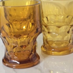 Vintage Anchor Hocking Georgian Amber Yellow Honeycomb 3in Flat Glass Set of 3