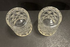 Antique/VTG Gilded-Rim Pressed Rocks/Double Old-Fashioned Glasses Set of Two (2)