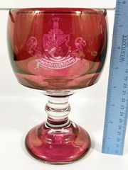 Vtg Etched Blackberry Julep Wine Ruby Red Glass Goblet Chalice 30 oz HEAVY Thick