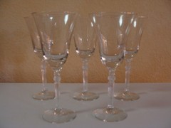 Vtg Glastonbury Lotus Pattern Stem 470 Clear, 5 Water Goblets Glasses 8 1/4″