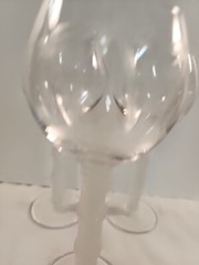 Tropical Etched Palm Tree Wine Glasses x 3 Frosted Bamboo Stem Cocktail Barware