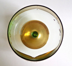 Bohemian Glass Hand Painted Enameled Flowers Gilt Gold Brandy Snifter, Set of 2