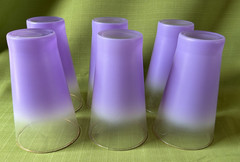 Vintage BLENDO «Atomic» Lavender Purple Six Glasses Frosted Pastel Colors