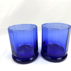Vtg Anchor Hocking Cobalt Blue 10 Panel Essex Short Tumbler Glasses Set 2 3.5»