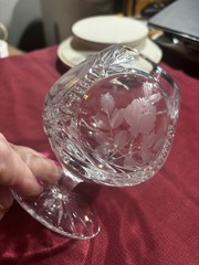Waterford (?) Crystal Brandy Cognac Snifter Glass 4.5″ Etched Barware HEAVY