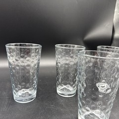 Libbey Awa Dot Glass Tumblers Set 4 16oz Clear MCM Style Textured Glassware
