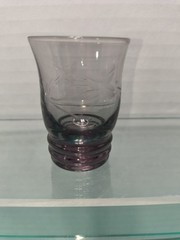 Vintage Etched Floral Schnapps Glass. Amethyst Willow Moon.
