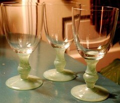 Vintage Set 3 ISABELLE GREEN Water Goblets Glasses VILLEROY & BOCH Jade 6 7/8″