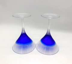 BLOCK Rainy Day Fashioned Frosted Cut to Clear Crystal Martini Glass 2pc Set