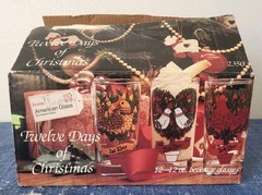 VTG • Indiana Glass • 12 Days of Christmas • 12oz Tumblers • Mo# 2350 • Exc Cond