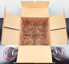 6 Dansk Nordic Knits Red 12 Oz Goblet Set Vintage Reindeer Christmas Crystal Lot
