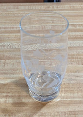 Vintage Solid Clear Glass Etched Highball Drinking Globe Glass