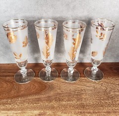 Autumn Gold Leaf Pilsner Stemmed wine glasses beer glass barware set of 4