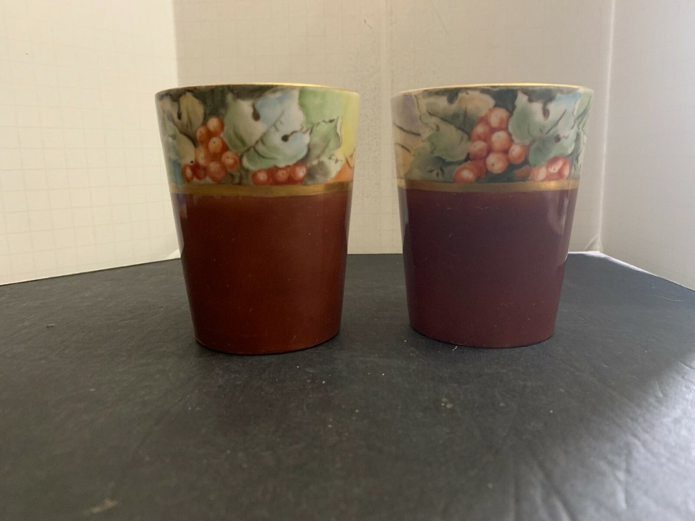 Vintage Art Deco Porcelain Berry Pattern Tumbler Set of 2