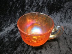 Antique Fenton Sailboats Golden Carnival Glass Wine or 4 1/2″ Cordial plus M Cup