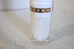 GRANDFATHER CLOCK ROMAN NUMERALS WHITE GOLD 10 oz 5 1/8″ Water Glasses Tumblers